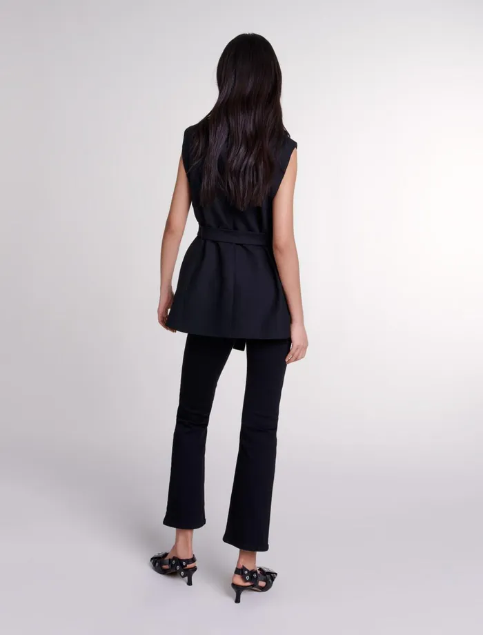 Blazers and Jackets Women Maje Sleeveless Suit Jacket Black