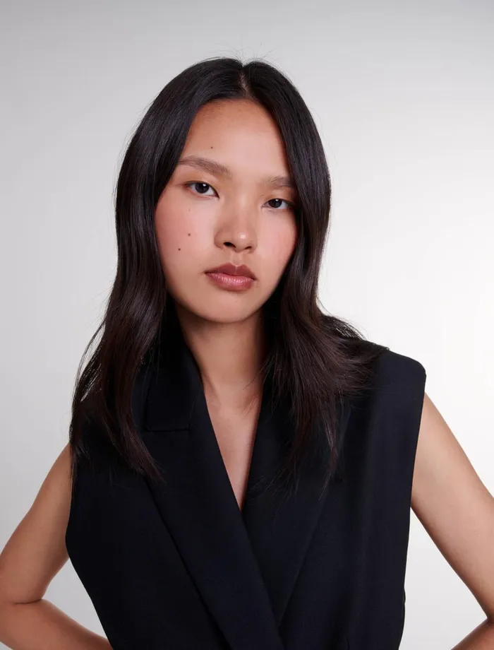 Blazers and Jackets Women Maje Sleeveless Suit Jacket Black