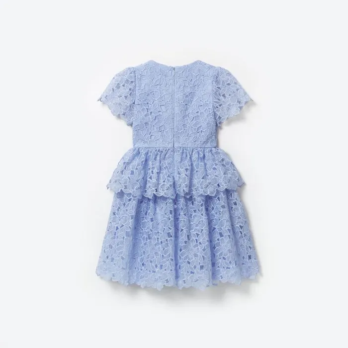 Blue Organza Lace Mini Dress Women Self Portrait Flower Girl Blue Organza Lace Mini Dress Women Self Portrait Flower Girl