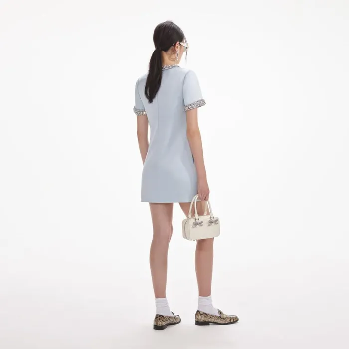 Blue Satin Embellished Mini Dress Women Self Portrait Dresses Blue Satin Embellished Mini Dress Women Self Portrait Dresses