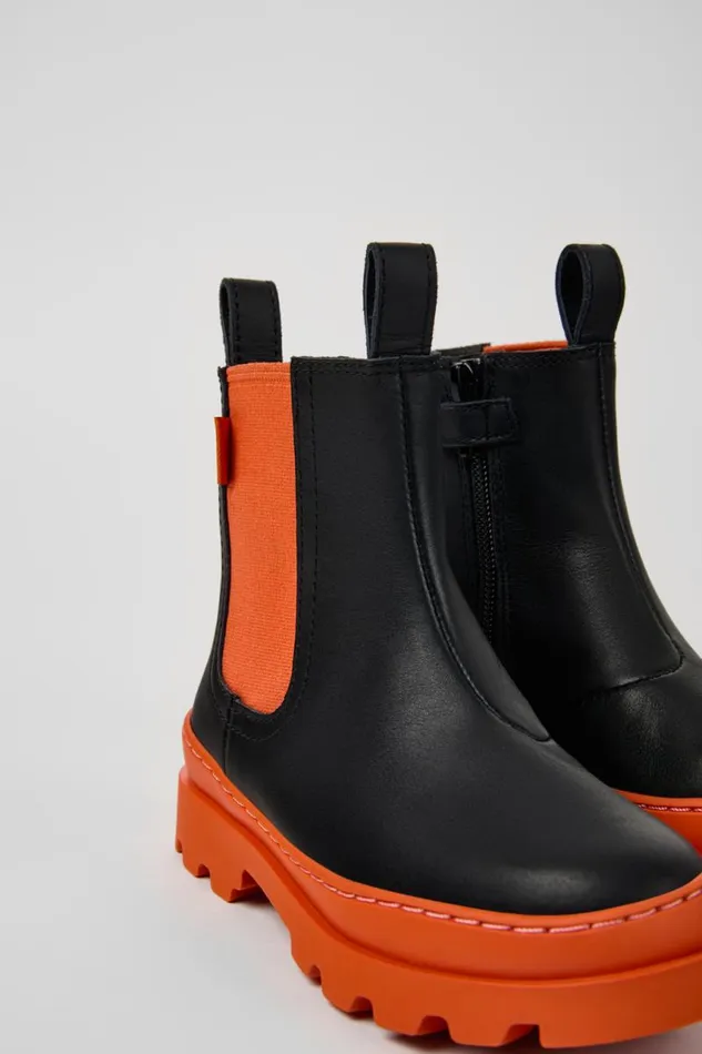 Boots Kids Camper Brutus Black Leather Chelsea Boots