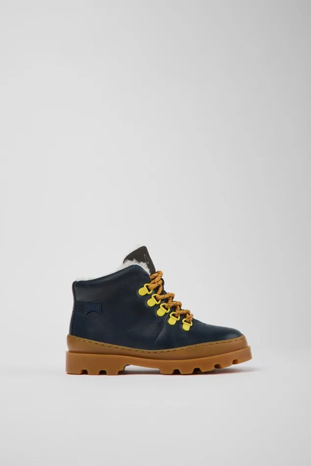 Boots Kids Camper Brutus Navy Blue Leather And Nubuck Ankle Boots Boots Kids Camper Brutus Navy Blue Leather And Nubuck Ankle Boots