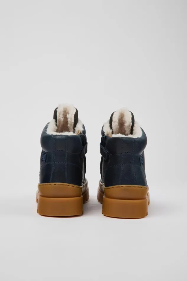 Boots Kids Camper Brutus Navy Blue Leather And Nubuck Ankle Boots Boots Kids Camper Brutus Navy Blue Leather And Nubuck Ankle Boots