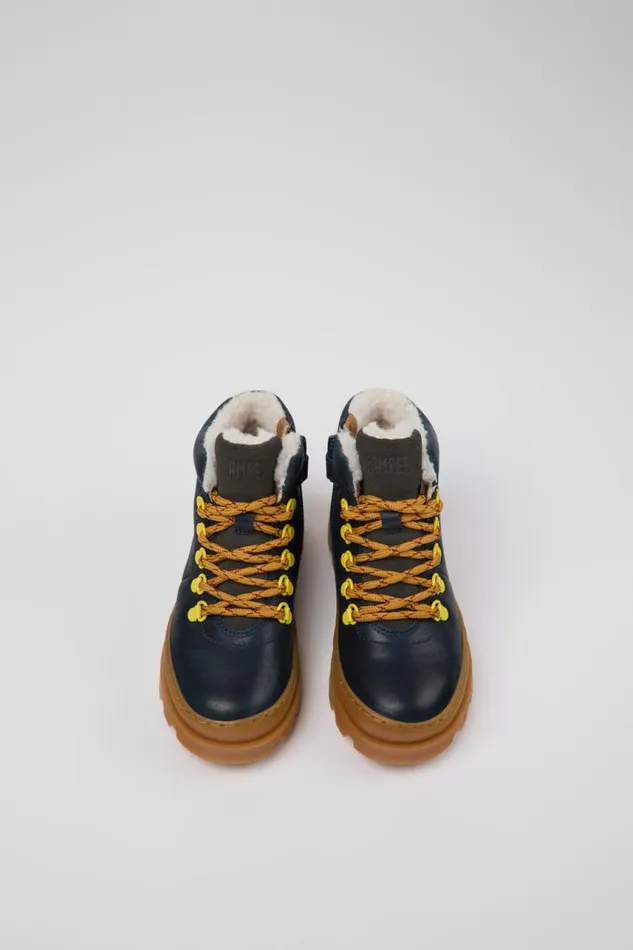Boots Kids Camper Brutus Navy Blue Leather And Nubuck Ankle Boots Boots Kids Camper Brutus Navy Blue Leather And Nubuck Ankle Boots