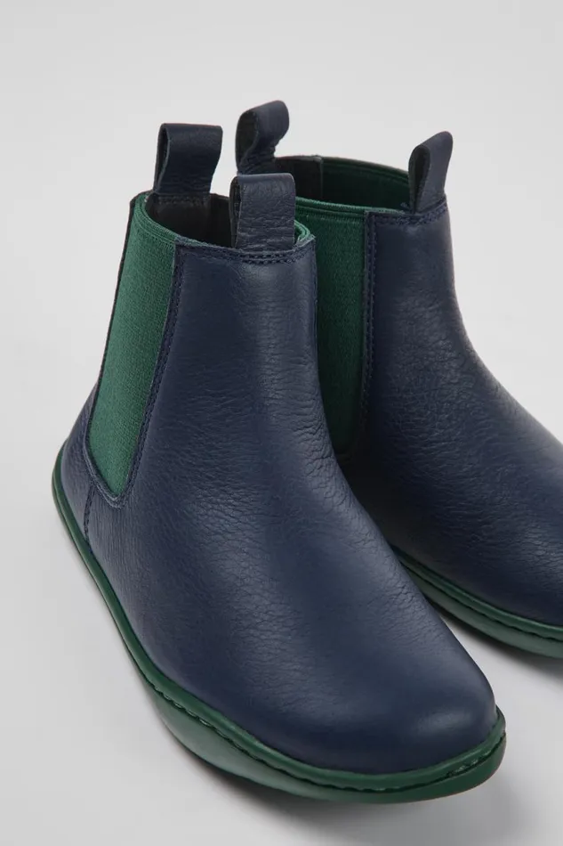 Boots Kids Camper Peu Blue Leather Ankle Boots