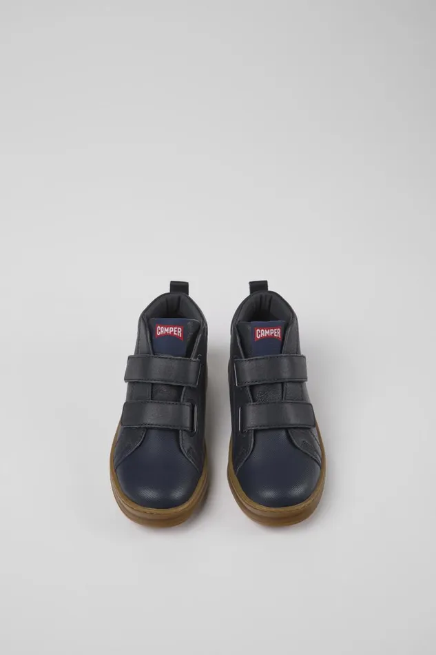 Boots Kids Camper Runner Navy Blue Leather And Textile Ankle Boots Boots Kids Camper Runner Navy Blue Leather And Textile Ankle Boots