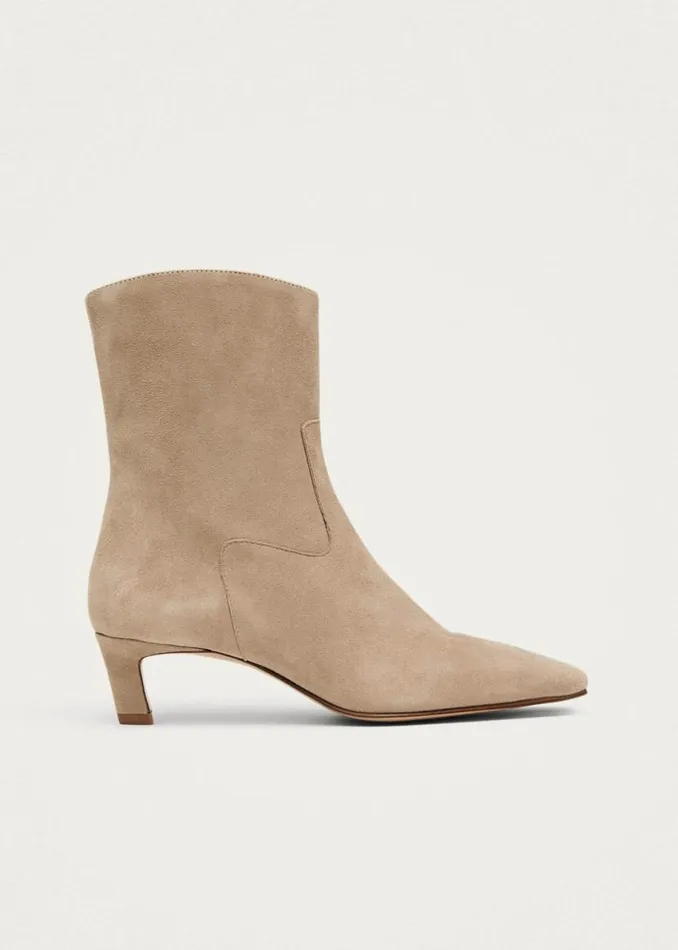 Boots Women ALOHAS Nash Suede Beige Leather Ankle Boots