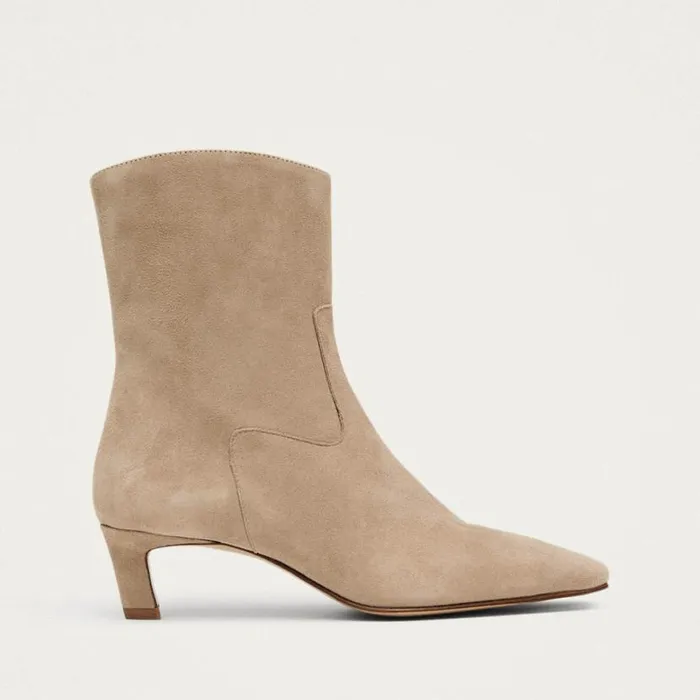 Boots Women ALOHAS Nash Suede Beige Leather Ankle Boots