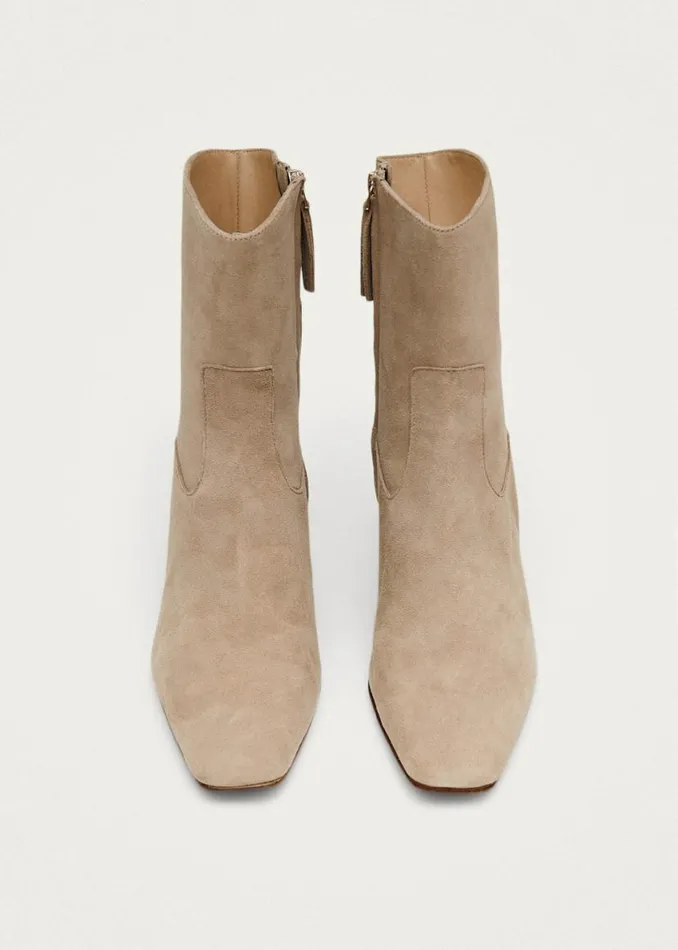 Boots Women ALOHAS Nash Suede Beige Leather Ankle Boots