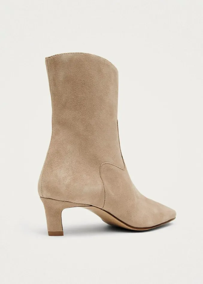 Boots Women ALOHAS Nash Suede Beige Leather Ankle Boots