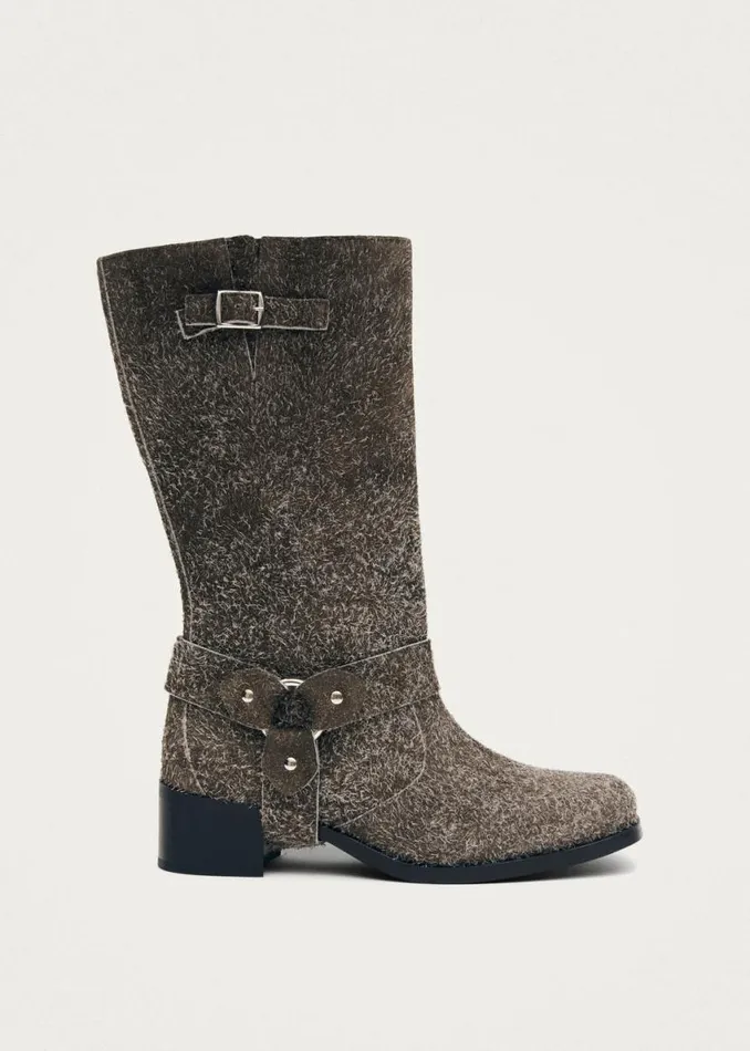 Boots Women ALOHAS Rocky Suede Fuzzy Dust Khaki