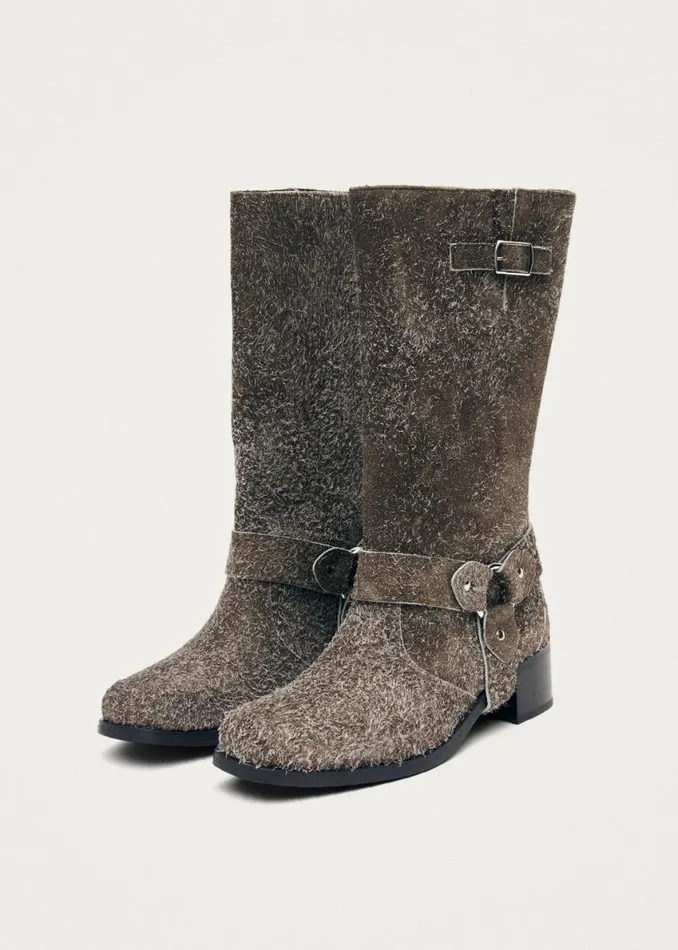Boots Women ALOHAS Rocky Suede Fuzzy Dust Khaki