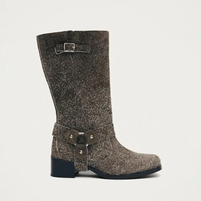 Boots Women ALOHAS Rocky Suede Fuzzy Dust Khaki