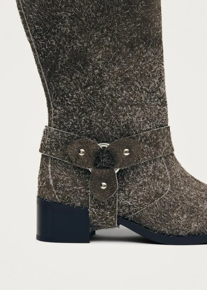 Boots Women ALOHAS Rocky Suede Fuzzy Dust Khaki