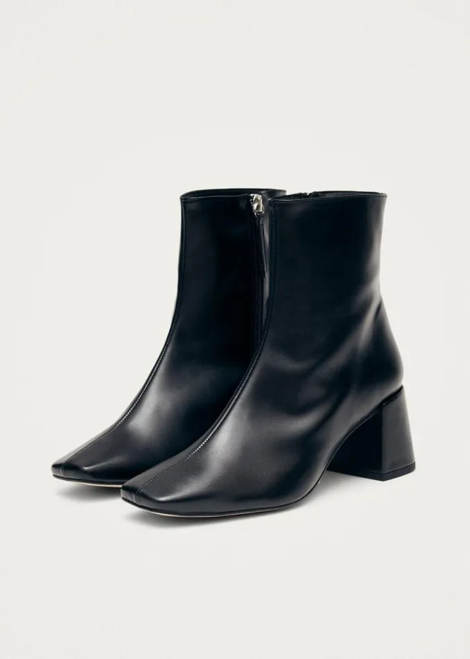Boots Women ALOHAS Watercolor Black Vegan Leather Ankle Boots