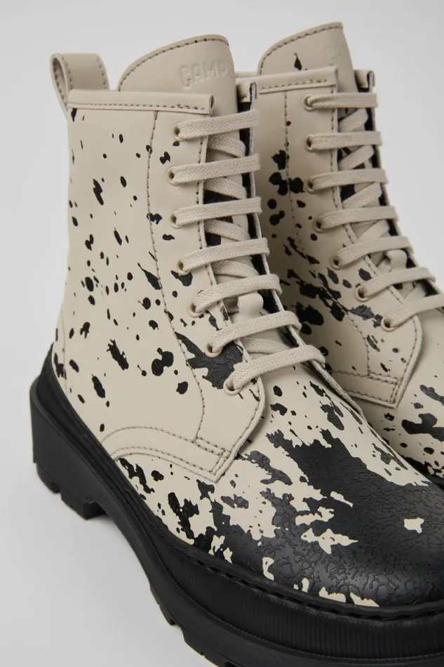 Boots Women Camper Brutus Trek MICHELIN White And Black Leather Boots