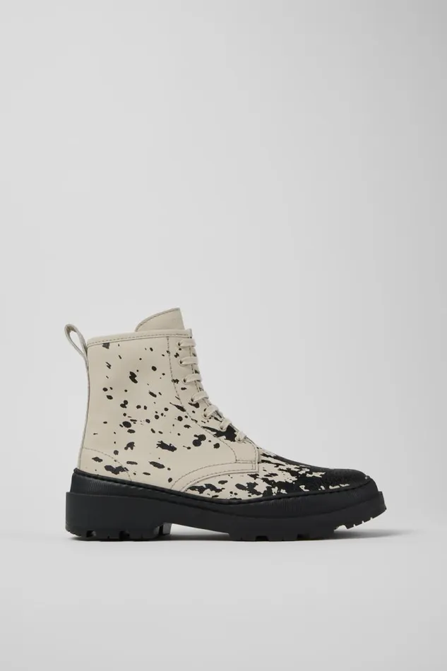 Boots Women Camper Brutus Trek MICHELIN White And Black Leather Boots