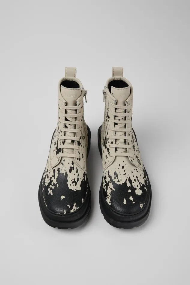 Boots Women Camper Brutus Trek MICHELIN White And Black Leather Boots