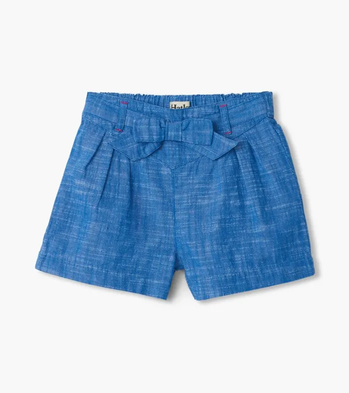 Bottoms Girls Hatley Girls Belted Chambray Paper Bag Shorts