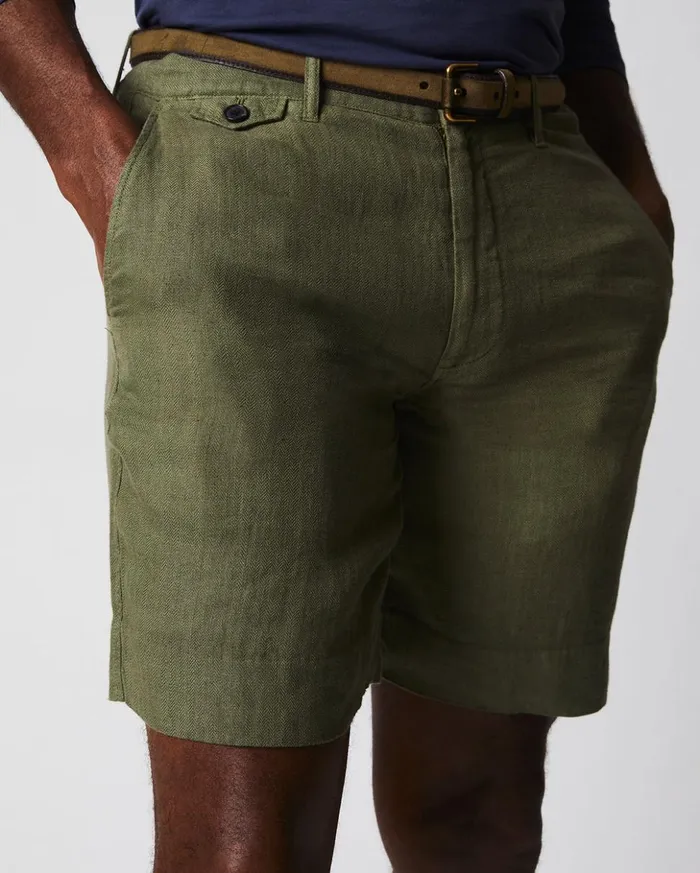 Bottoms Men Billy Reid Linen Moore Short Olive