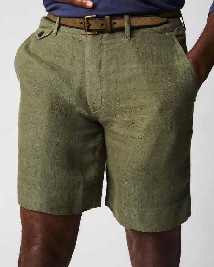 Bottoms Men Billy Reid Linen Moore Short Olive