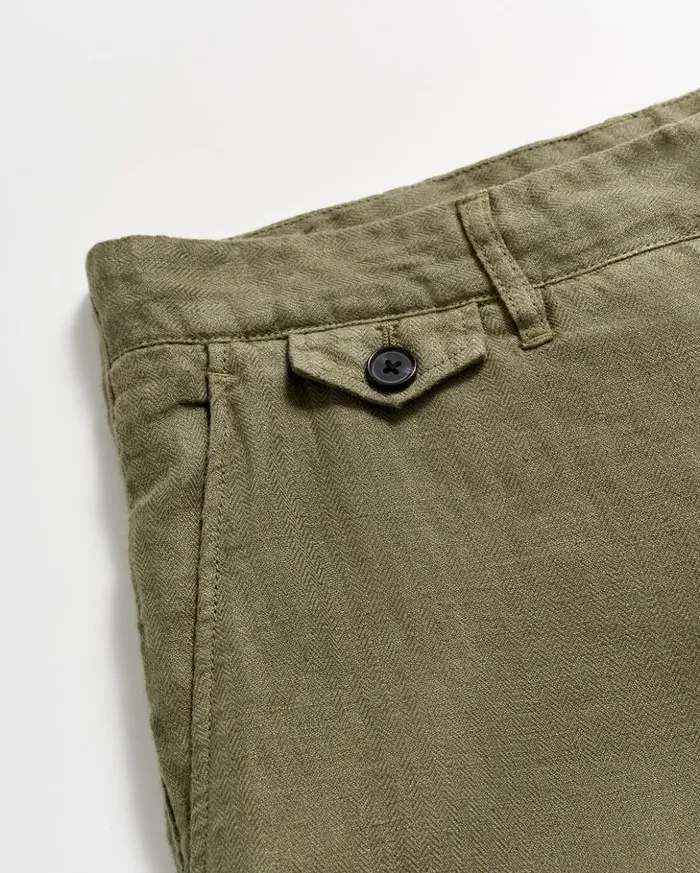 Bottoms Men Billy Reid Linen Moore Short Olive