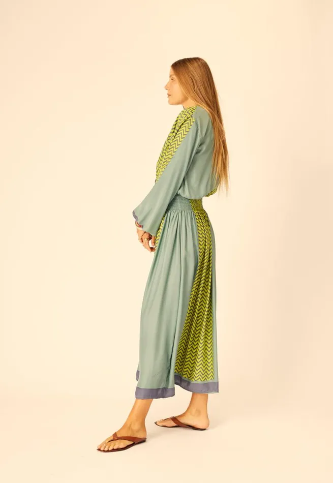 Bottoms Shop Natalie Martin BELLA SKIRT Block Zigzag Lime