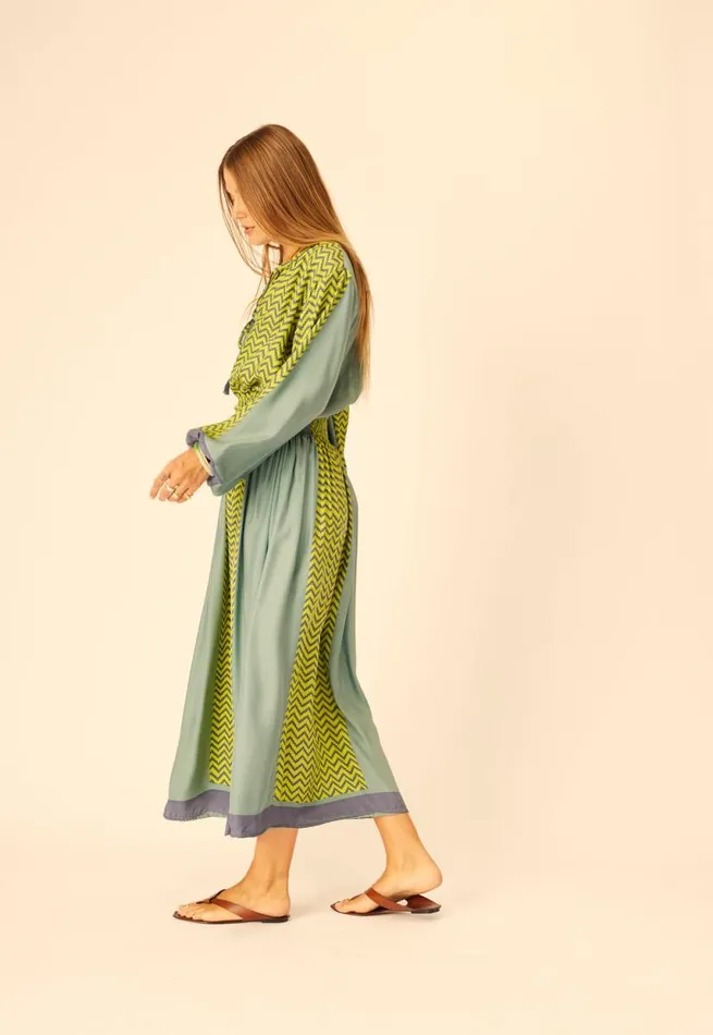 Bottoms Shop Natalie Martin BELLA SKIRT Block Zigzag Lime