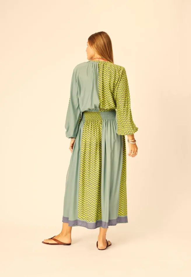 Bottoms Shop Natalie Martin BELLA SKIRT Block Zigzag Lime