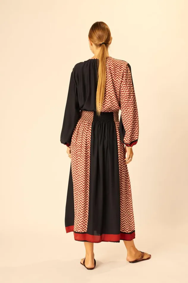Bottoms Shop Natalie Martin BELLA SKIRT Block Zigzag Noire