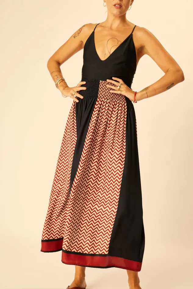 Bottoms Shop Natalie Martin BELLA SKIRT Block Zigzag Noire