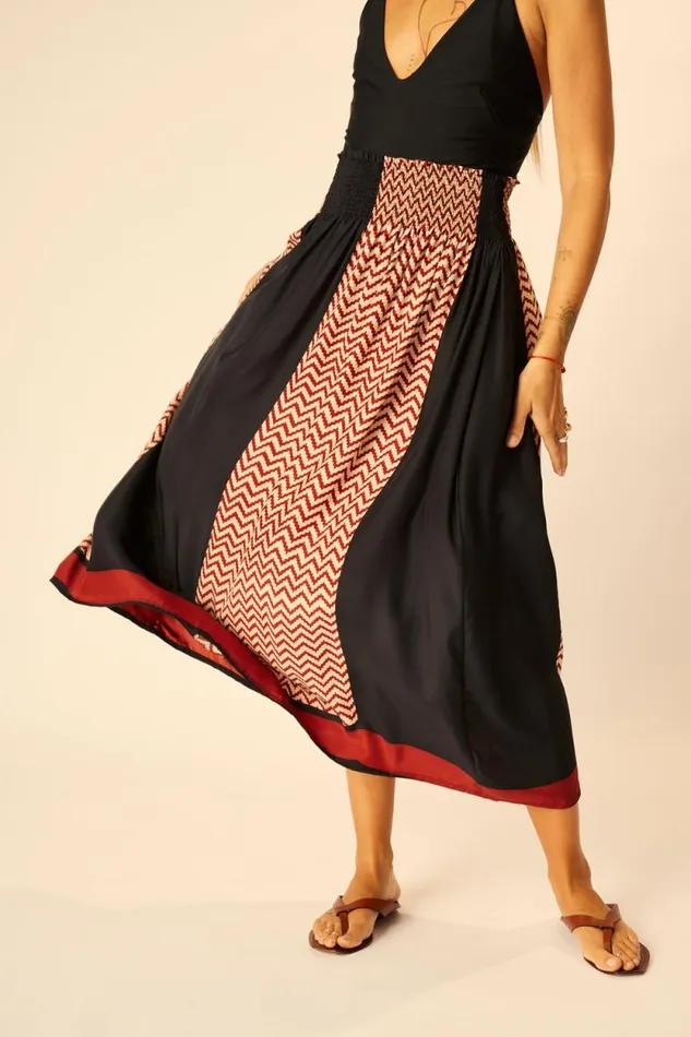 Bottoms Shop Natalie Martin BELLA SKIRT Block Zigzag Noire