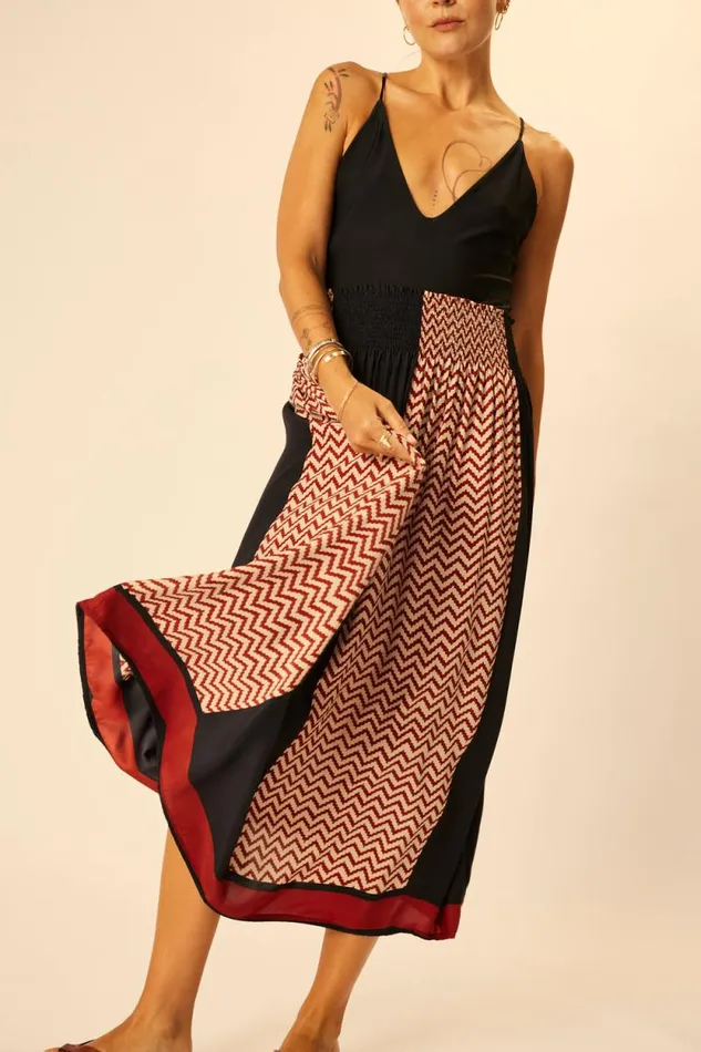 Bottoms Shop Natalie Martin BELLA SKIRT Block Zigzag Noire