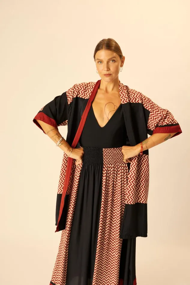 Bottoms Shop Natalie Martin BELLA SKIRT Block Zigzag Noire