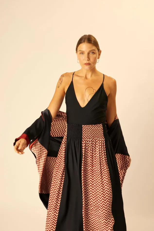 Bottoms Shop Natalie Martin BELLA SKIRT Block Zigzag Noire