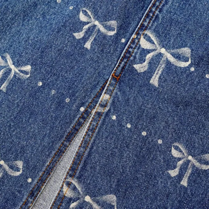 Bow Print Denim Midi Skirt Women Self Portrait Denim Bow Print Denim Midi Skirt Women Self Portrait Denim