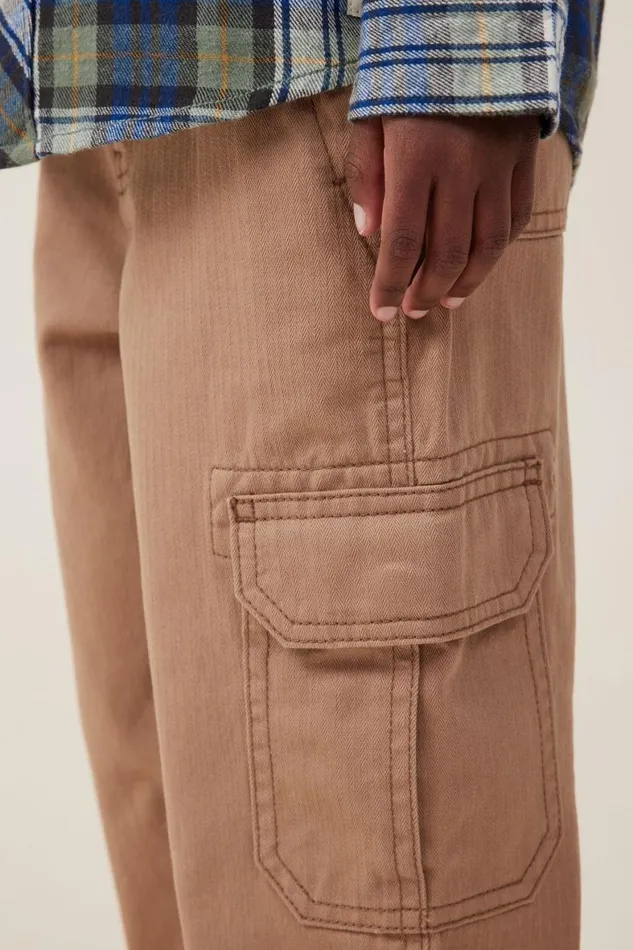 Boys 214 Pants and Jeans Cotton On Cargo Pant Taupy Brown