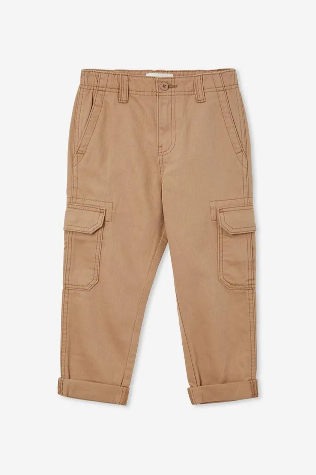 Boys 214 Pants and Jeans Cotton On Cargo Pant Taupy Brown