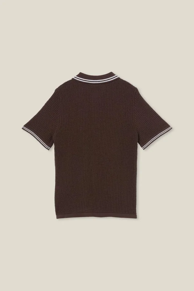 Boys 214 Shirts Cotton On Knitted Short Sleeve Shirt Hot Choccywaffle Knit