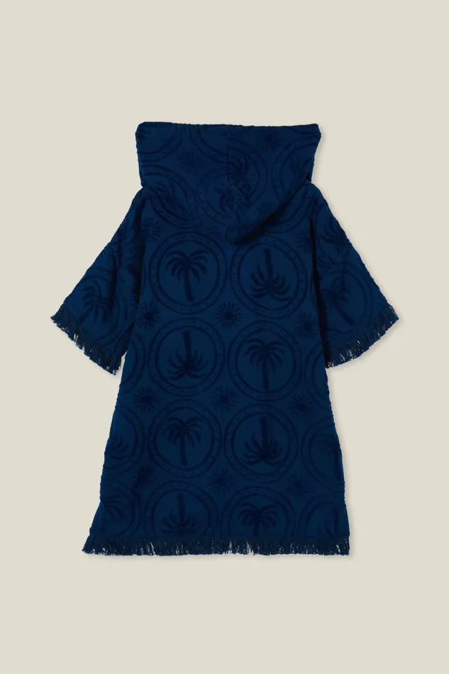 Boys 214 Swimwear Cotton On Short Sleeve Hooded Towel In The Navypalm Tree Tiles