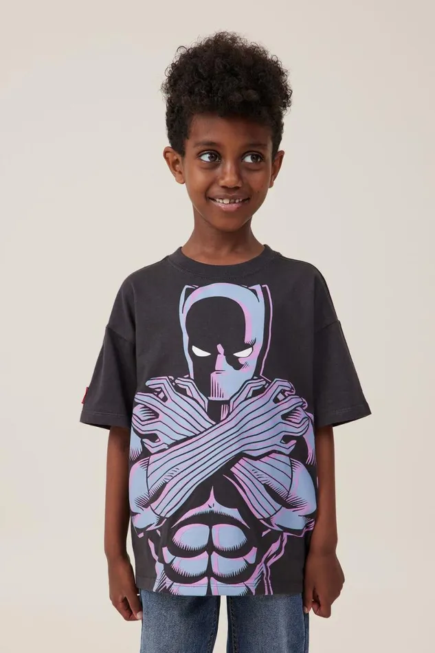 Boys 214 Tops and TShirts Cotton On License Drop Shoulder Short Sleeve Tee Lcn Mar Phantomblack Panther Face Boys 214 Tops and TShirts Cotton On License Drop Shoulder Short Sleeve Tee Lcn Mar Phantomblack Panther Face