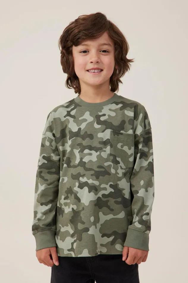 Boys 214 Tops and TShirts Cotton On The Essential Long Sleeve Tee Camo Yardage