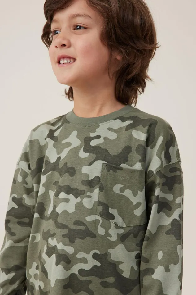 Boys 214 Tops and TShirts Cotton On The Essential Long Sleeve Tee Camo Yardage