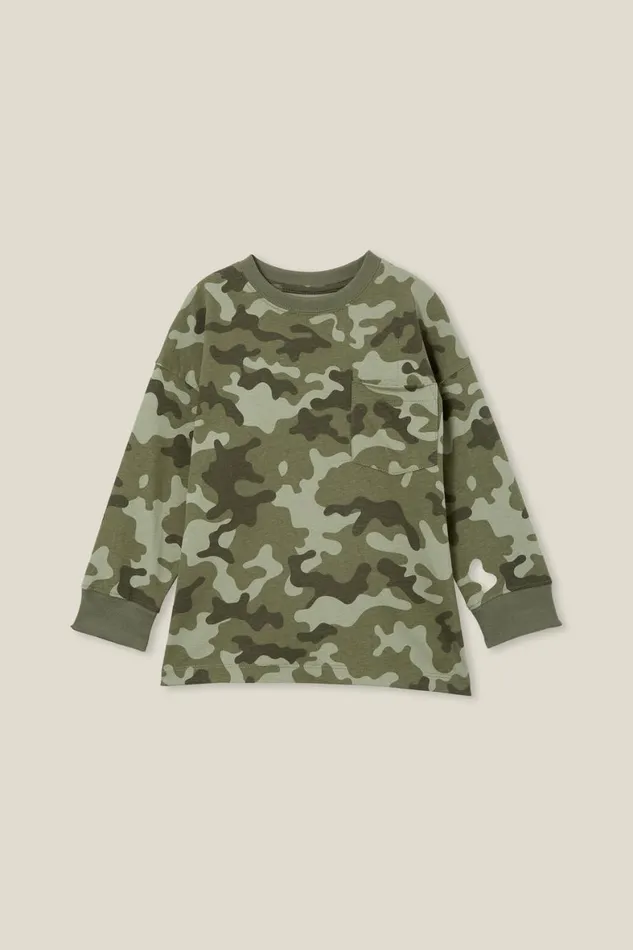 Boys 214 Tops and TShirts Cotton On The Essential Long Sleeve Tee Camo Yardage