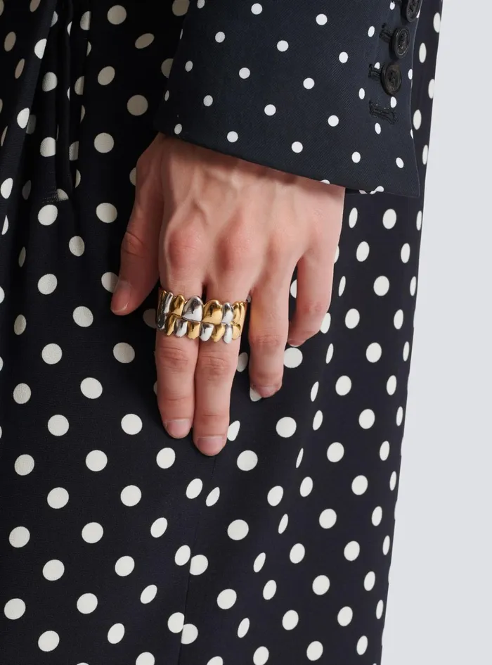 Brass Double Grillz Ring Gold Men Balmain Fashion Jewelry