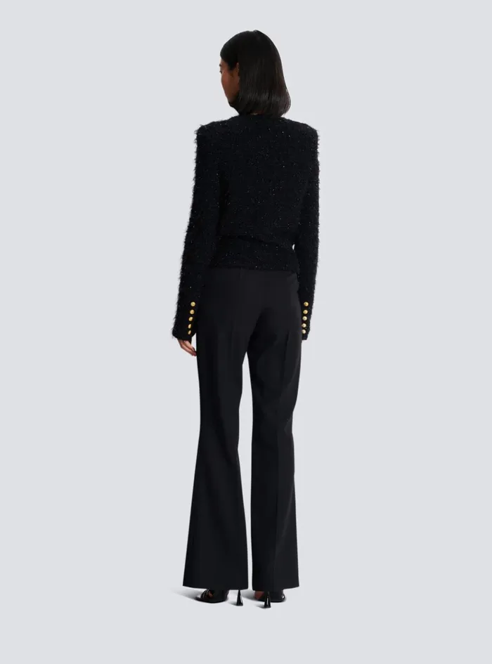 Buttons Tweed Jacket Black Women Balmain Jackets And Blazers