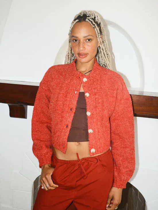 Cable Knit Cardigan Red Sweaters Lisa Says Gah Women