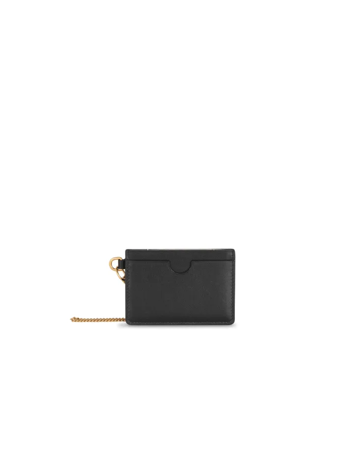 Calfskin Coin Card Holder Black WomenMen Balmain Small Leather Goods