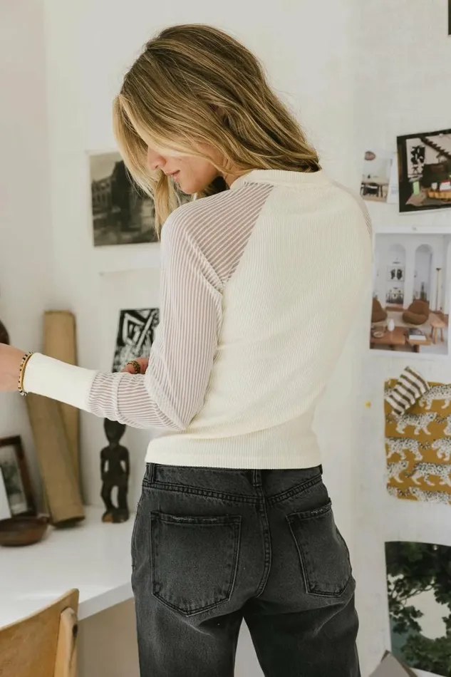 Camden Ribbed Top In Cream Cream Women Bohme Tops
