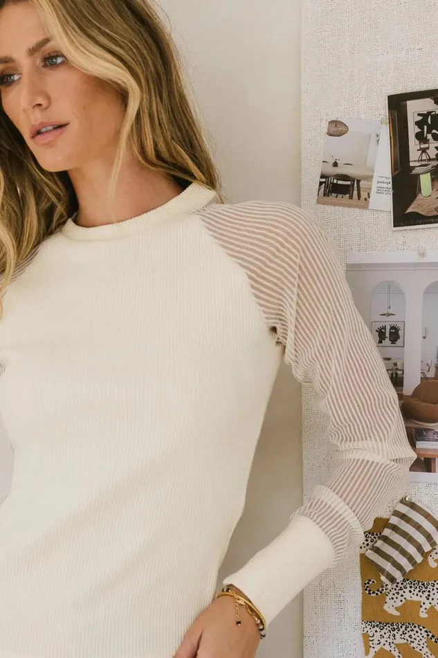 Camden Ribbed Top In Cream Cream Women Bohme Tops